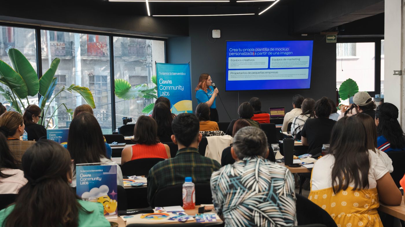 Business workshop with an engaged audience